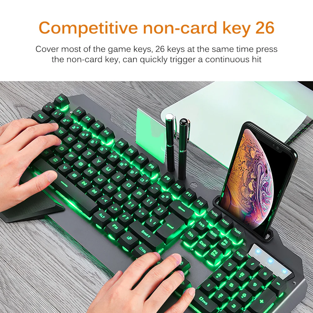 2020 Новая Механическая клавиатура светодиодный Радуга Подсветка Anti Ghosting 26 ключей