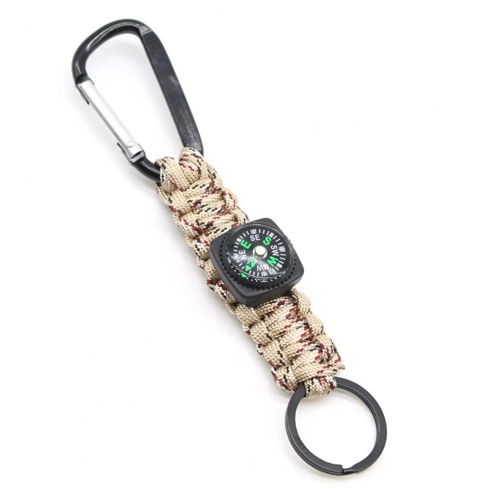 

er Braided Rope Keychain with Compass Hook Emergency Outdoor Hiking Camping Accessories tool