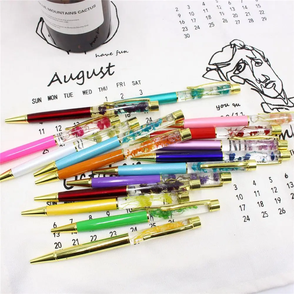 1 шт. Милая Цветочная шариковая ручка 0 мм черная чернильная стеклянная медная