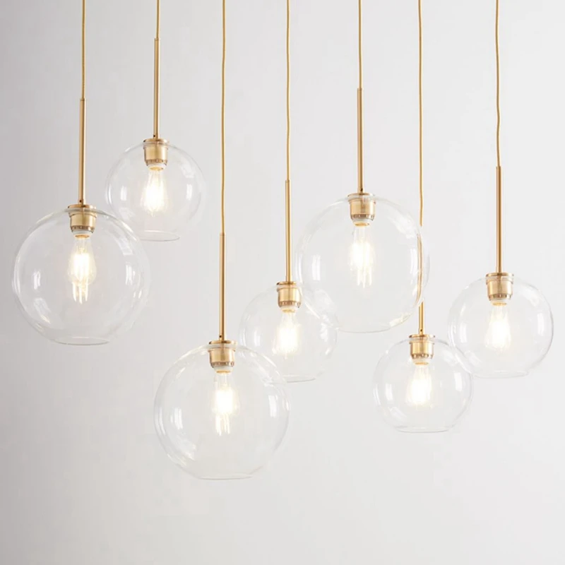 LukLoy Лофт Золотой Серебряный стеклянный шар современный подвесной светильник