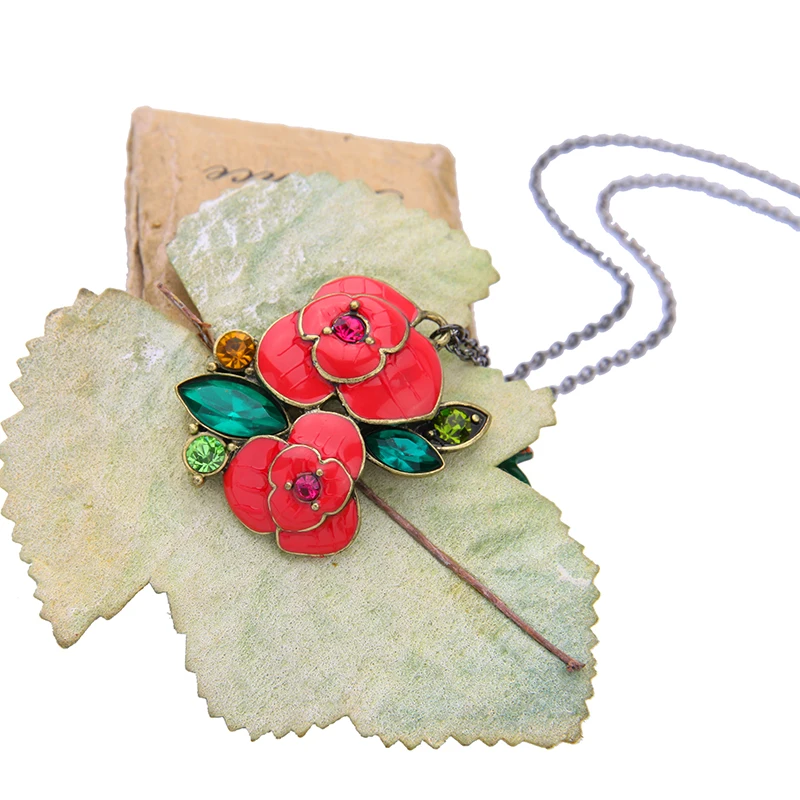 Модные аксессуары женское дизайнерское длинное ожерелье с глазурью розы оптовая