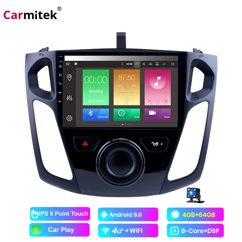 Автомобильный мультимедийный видеоплеер 4 + 64 ГБ DSP 2 din Android 9 4G для Ford Focus 3 2012 2013 2014