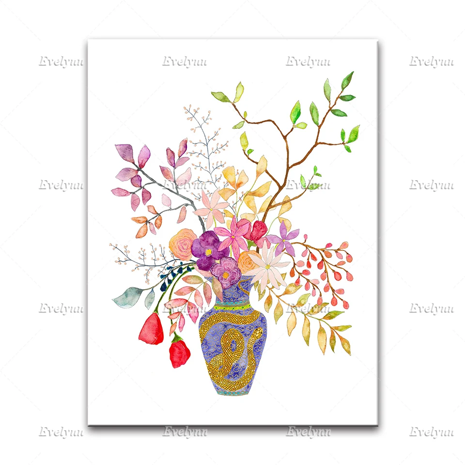 Антикварные китайские вазы сине-белые фарфоровые плакаты. Яркие цветные