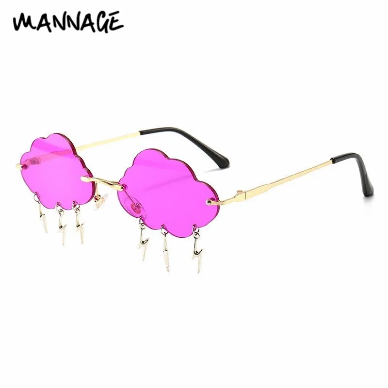 

Fashion Frameless Sunglasses Creative Personality Decorative Sun Glasses Men Women Party Eyewear with Pendant UV400