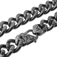 1315mm trendy titanium stainless steel black clasp handmade cuban curb mens necklace or bracelet 1pcs christmas gift 7 40inch