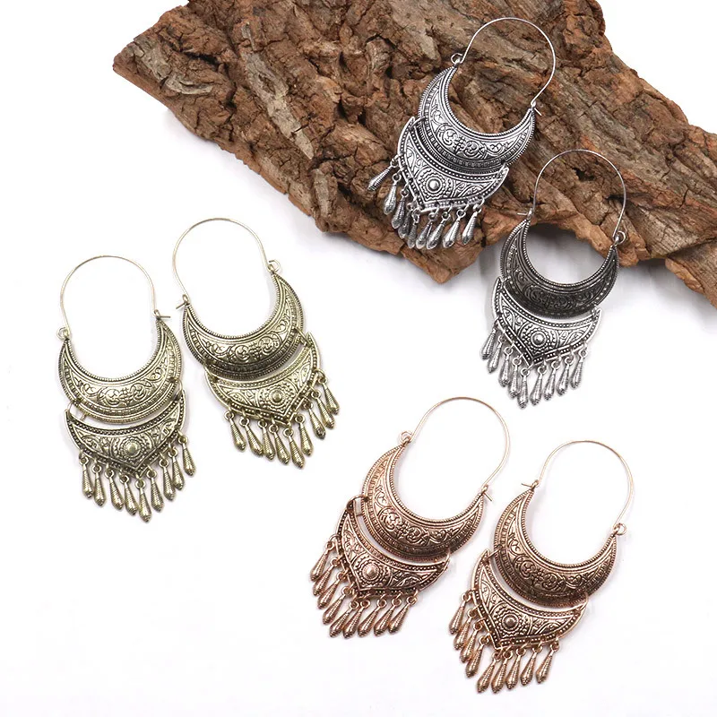 Богемные этнические сердца Этнический Ацтеки хиппи серьги кольца Бохо массивные