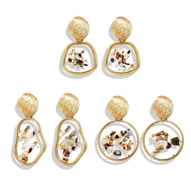 Красивые геометрические серьги в виде ракушек черепахи для женщин капли из смолы