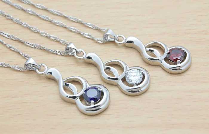 Новое ожерелье серебряного цвета Женская мода инкрустированный цирконом Кулон