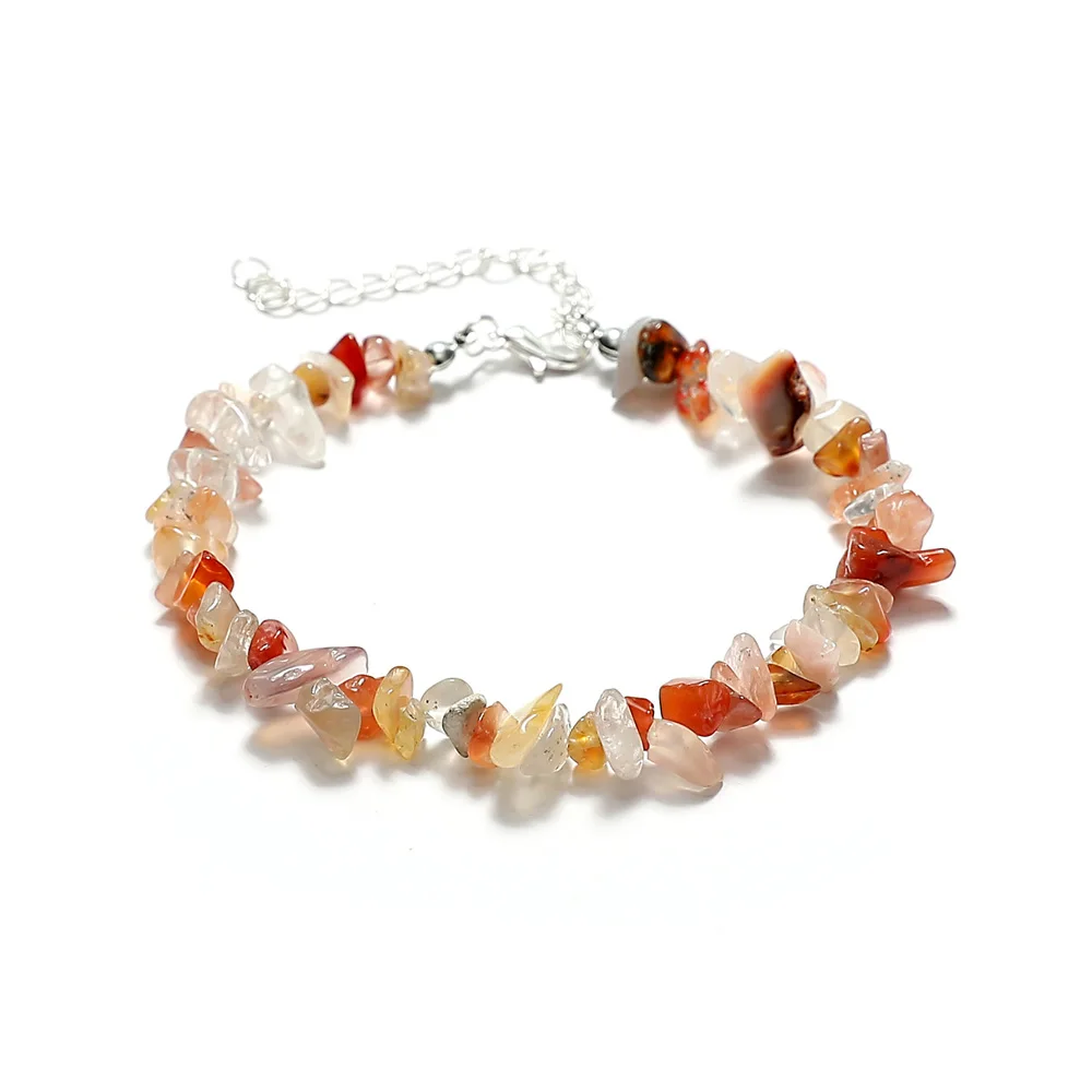 Браслет на ногу женский из натурального камня винтажный Асимметричный браслет с