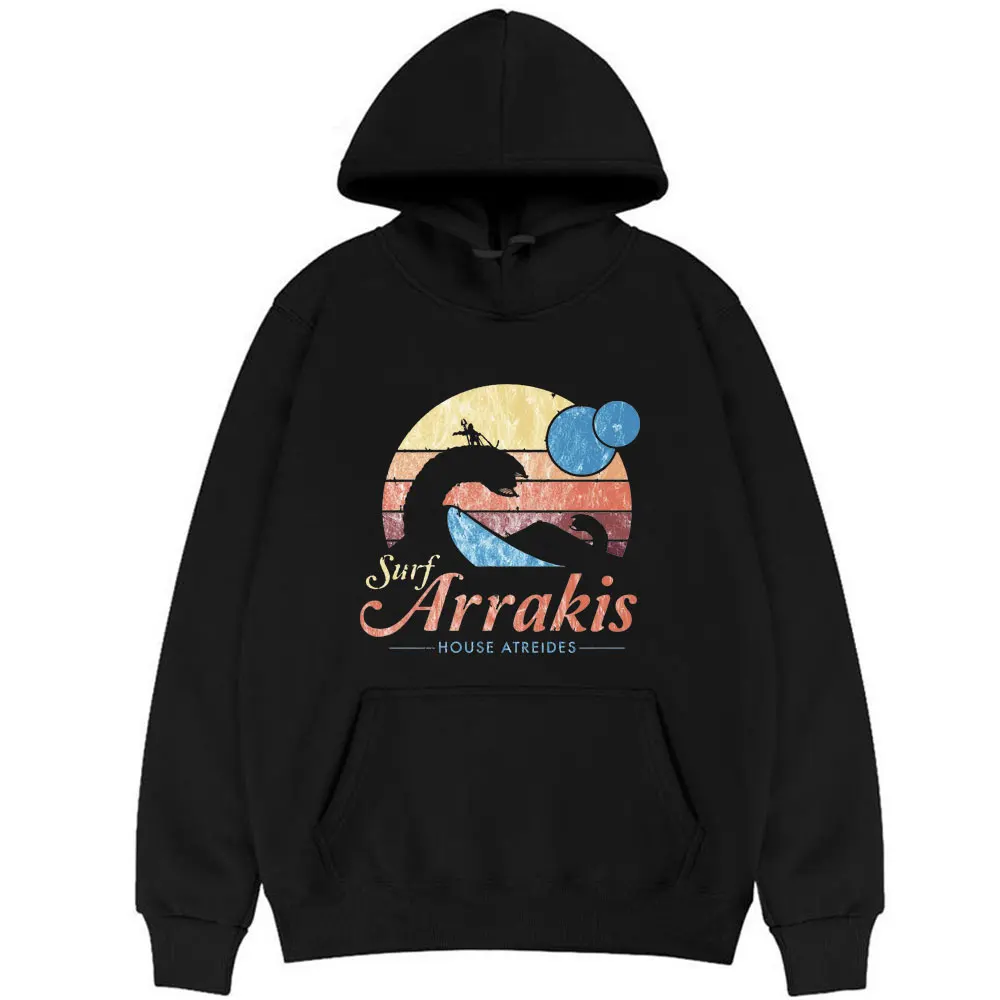 

Visit Arrakis Vintage Distressed Surf Dune Hoodie Mens Fashion Casual Hoodie Male Retro Streetwear Oversized Loose Sweatshirt