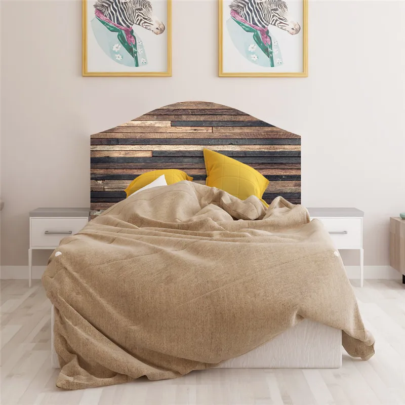 Креативные настенные стикеры в виде головы кровати ретро зернистость древесины