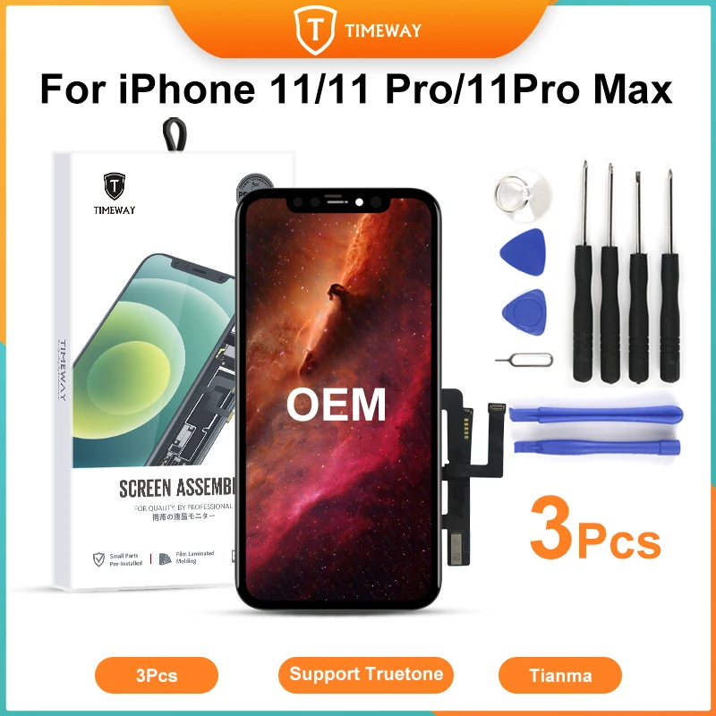 3 шт. ЖК-дисплей лучший OEM для iPhone 11/Pro Max дисплей с 3D сенсорным экраном дигитайзер в