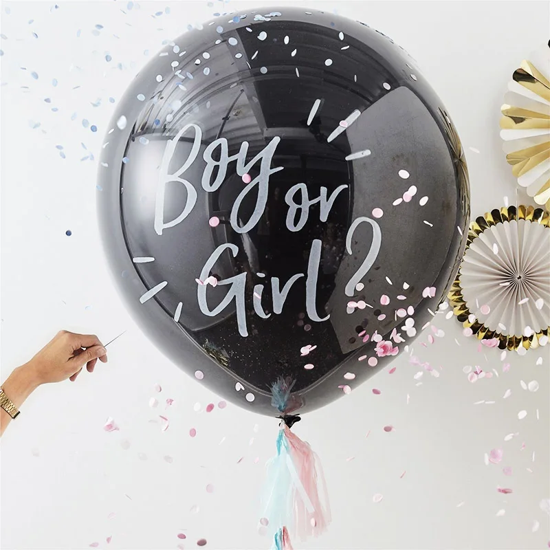 

36inch Giant Gender Reveal Balloon Set Baby Shower Boy or Girl Pregnancy Party Celebration Confetti Tassel Balloon Package