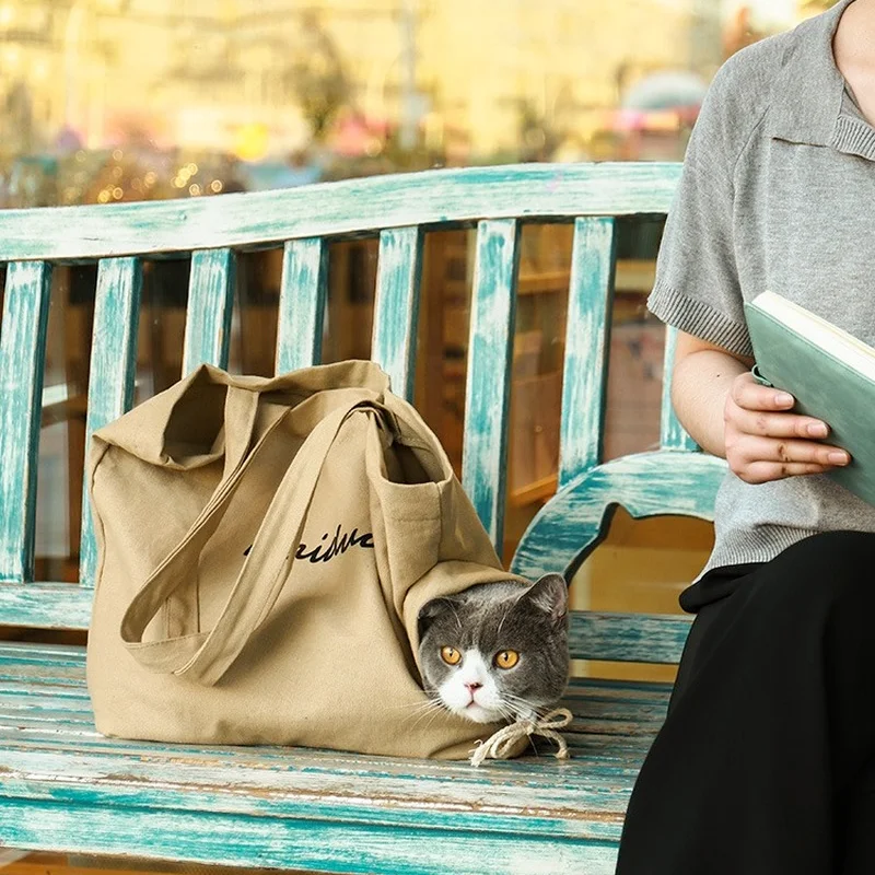 

Pet Dog Puppy Kitten Carrier Outdoor Travel Handbag Canvas Single Shoulder Cat Bag Sling Comfort Tote Bag Hand-Free Pet Carrier