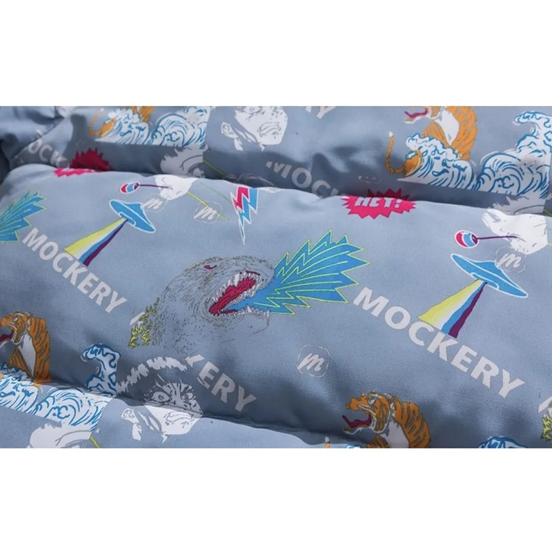 Aolamegs Winter Jacket Men Parkas Tiger Japanese Comics Anime Patchwork Hip Hop Fashion Thick Warm Zipper Coat Couple Streetwear