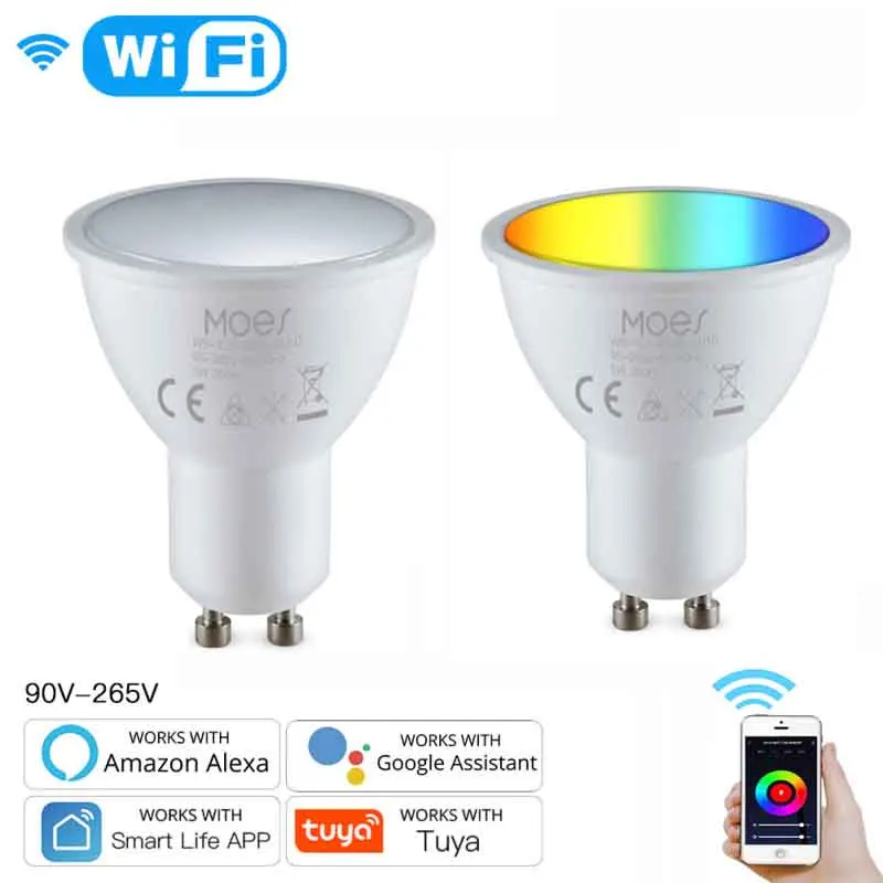 

Умные светодиодные лампы Tuya, Wi-Fi, GU10, RGBW, C + W, белые светодиодные лампы 5 Вт с регулируемой яркостью, приложение Smart Life, дистанционное управлени...