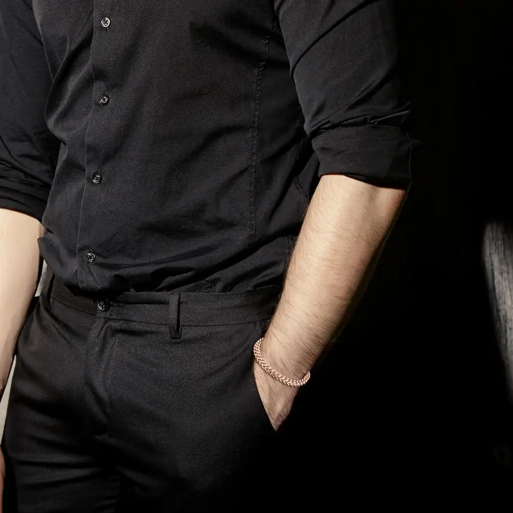 Золотистый браслет цепочка Boniskiss из нержавеющей стали для мужчин браслеты 22 см