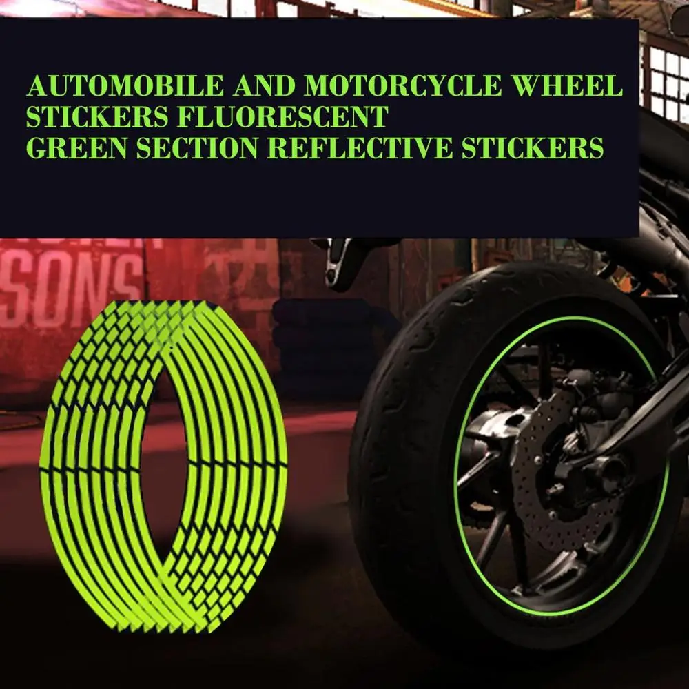 

Automobile And Motorcycle Wheel Stickers Pvc Fluorescent Green Section Reflective Stickers Wheel Stickers