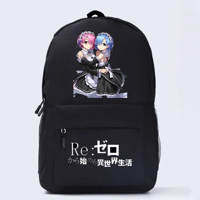 Хит продаж рюкзак унисекс из аниме Re: Zero Kara Hajimeru Isekai Seikatsu Ram/Rem Emiliacosplay школьные