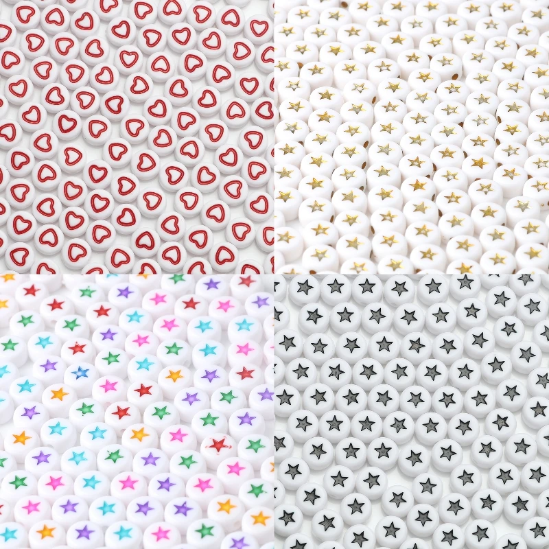 Акриловые бусины со звездами сердечками буквами круглые плоские алфавита