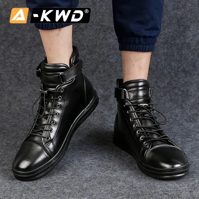 Модная обувь черного цвета на меху Роскошные мужские туфли Обувь с высоким