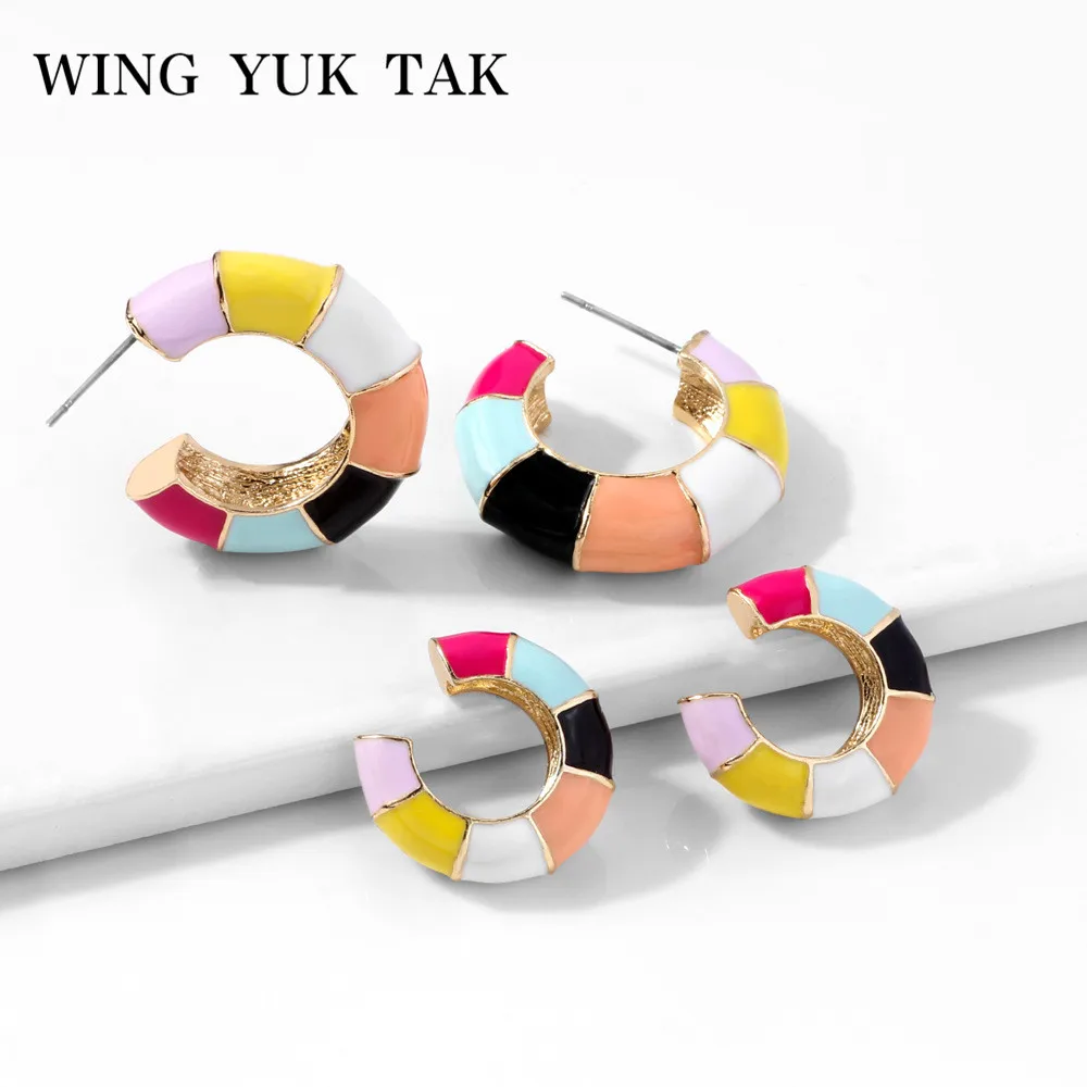Wing yuk tak 2020 новые богемные красочные серьги-кольца покрытые эмалью Женские