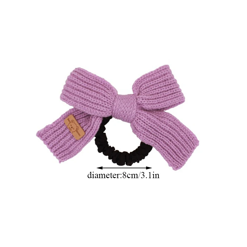 Korean Winter Wool Knitted Bow Hair Rope Solid Color Scrunchies Big Bowknot Ring Accessories Girls Bands |