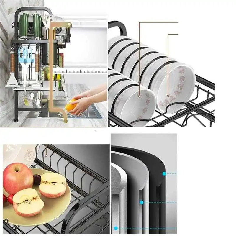 

Accessories Etagere Refrigerator Dish Sink Organizer Stainless Steel Cuisine Mutfak Cocina Organizador Cozinha Kitchen Rack