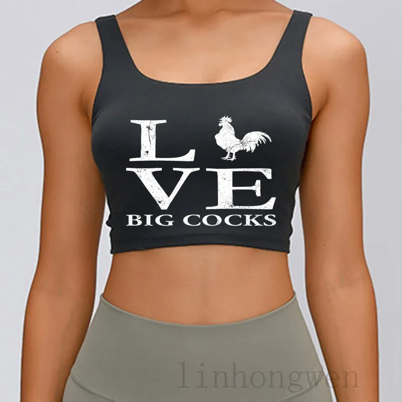 

Майка с надписью I Love Big Cocks, с принтом петуха и курицы, летняя, S-2xl