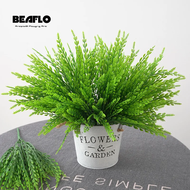 Ipc 7 веток Искусственные цветы зеленая трава пластиковый букет поддельные