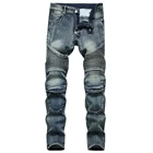Джинсы фигуристки мужские в стиле ретро, синие байкерские Модные узкие джинсовые брюки, уличная одежда в стиле Харадзюку, стиль хип-хоп, раньше