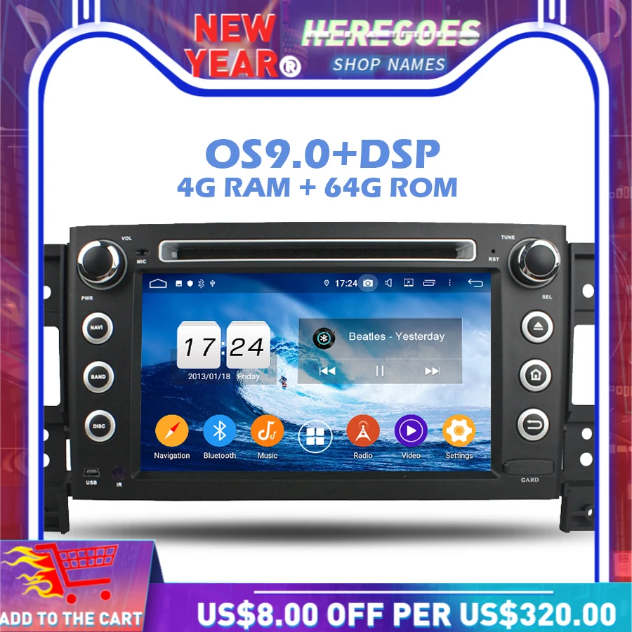 Автомобильный DVD-плеер IPS DSP Android 9 0 4 Гб RAM 64 ROM Wifi 4G Bluetooth RDS радио GPS карта для SUZUKI Vitara
