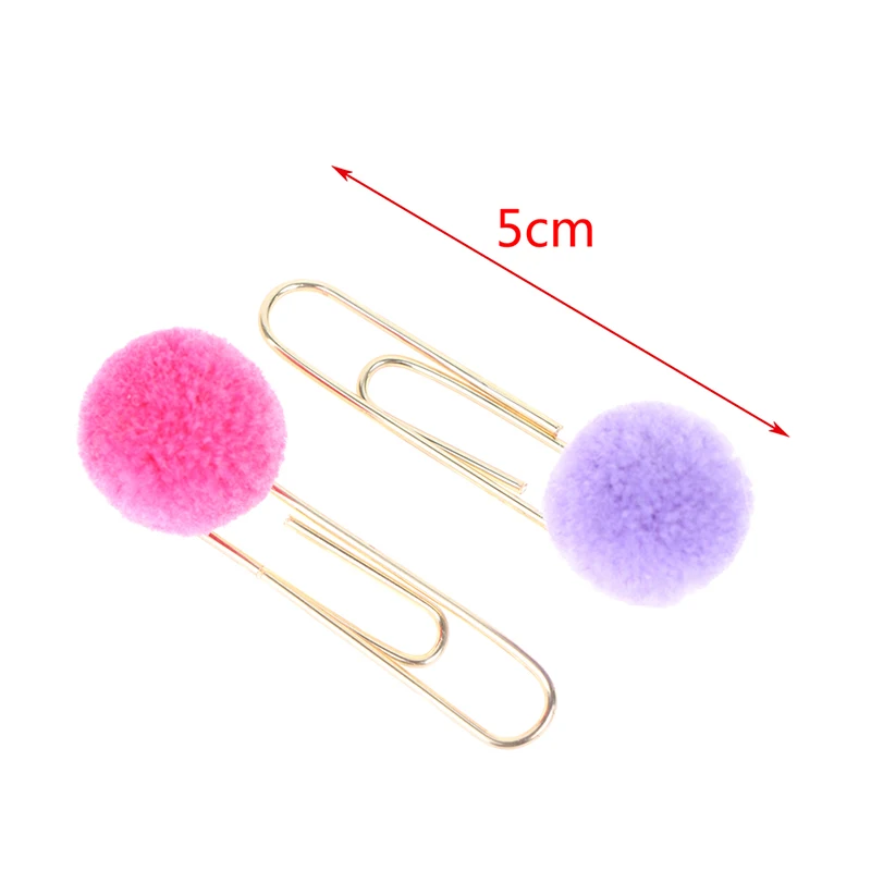 

6Pcs/lot Cute Colored Hair Ball Paper Clip Metal Bookmark Home Decoration Gift Stationery School Office Supply