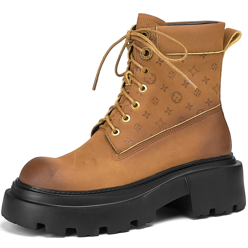 

Spring Autumn Ankle Women Boot Shoe Modern Boots Elegant Fashion Thick Bottom Shoe Women Boots Female Brown Platform Lace Up A55