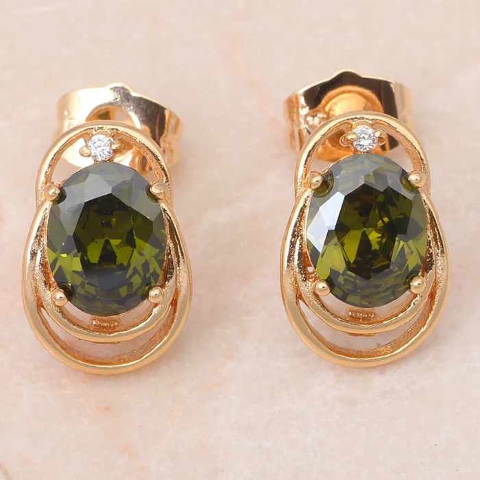 Прекрасный подарок вечерние Ювелирные наборы из зеленого золота с цирконием и