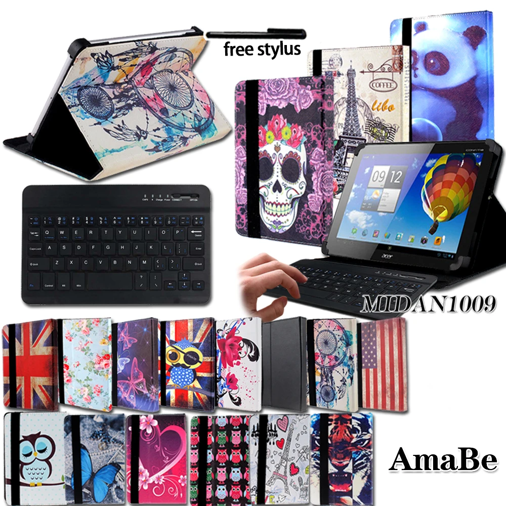 Портативный беспроводной bluetooth-клавиатура из искусственной кожи с принтом для Acer