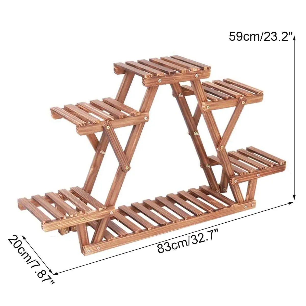 

6 Tier Wooden Flower Rack Plant Stand Multi Flower Stand Shelves Bonsai Display Shelf Yard Garden Patio Balcony Flower Stands
