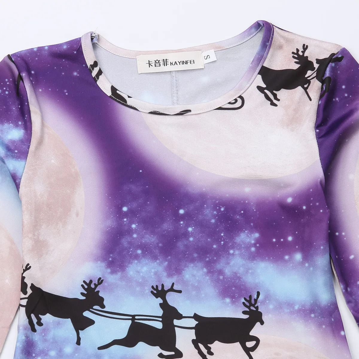 Платья для мамы и дочки Рождественская одежда с рисунком оленя бега Луны семьи