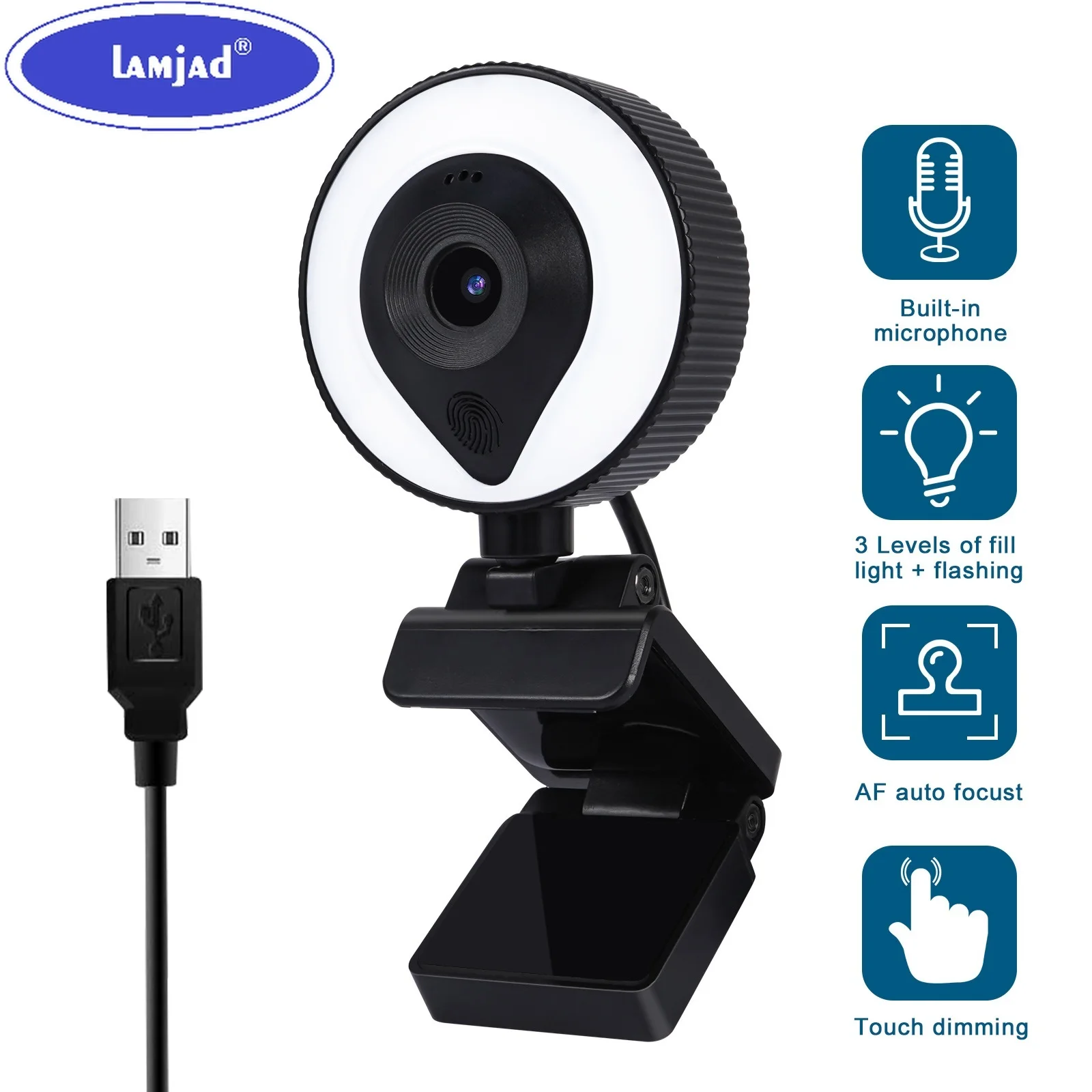 

W21 1080P/2K/4K USB Computer Webcam with Built-in Microphone for Live Streaming Video Calling Conference Work Online Education