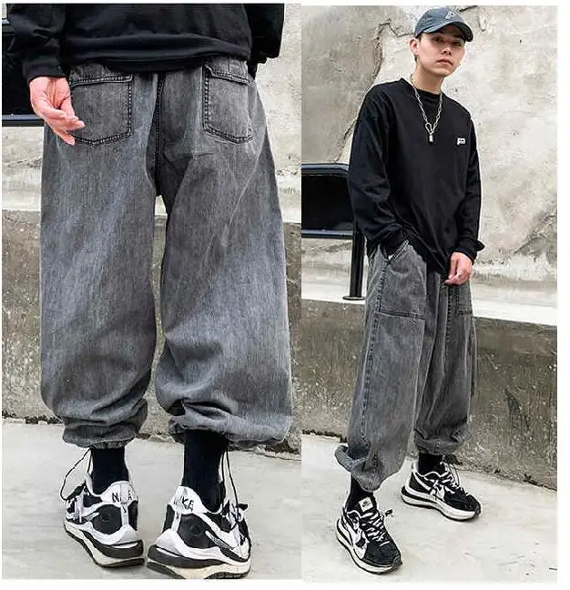 Fashion Men Jeans Loose Carrot Jeans Designer Denim Cargo  Harem Pants Hip Hop Joggers Jeans Men