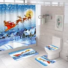Рождественская 3d занавеска для душа со снеговиком, ткань, занавеска для ванной комнаты, праздничный декор, набор ковриков для ванной, аксессуары для туалета