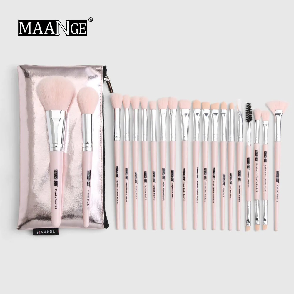 MAANGE Pro 12/20 штук набор кистей для макияжа с сумкой порошок Кисть для растушевки теней для глаз с ресницами, губами Портативный набор кистей для макияжа