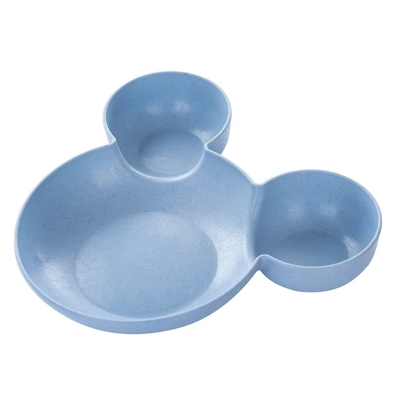 

1PCS Children's Day Gift Tableware Plate Wheat Straw Fruit Snack Plate Grid Plate Household Children Cute Tableware Dinner Plate