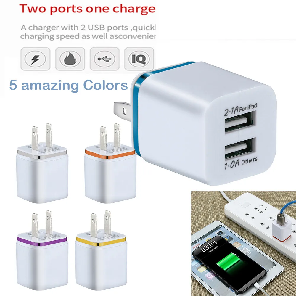 1 шт 5 V/2A с двумя USB портами Зарядное устройство быстрой зарядки для samsung iPhone XS макс.