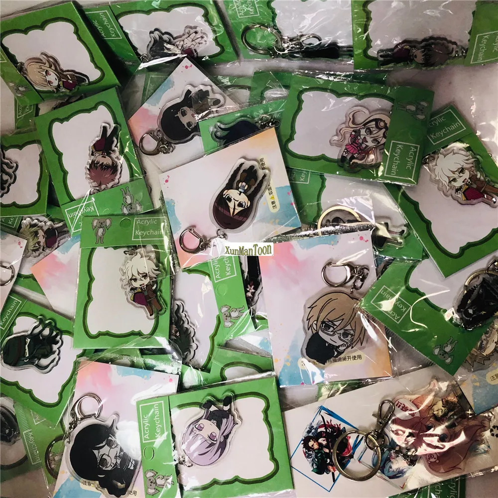 4pcs Random Haikyuu My hero Academia Bungou Stray Dogs Titan Anime Acrylic Pendant Keychain Keyring Figure Toy Gifts Cosplay