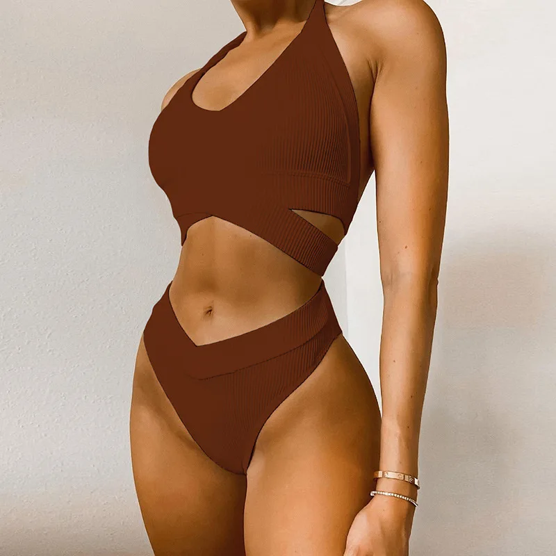 

Women Hipster Solid Knitted Two Piece Set Casual Fitness Bandage Skinny Cleavage Sleeveless U-Neck Sporty Female Outfits