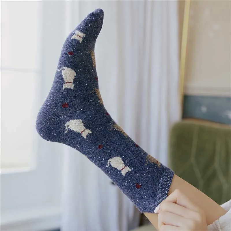 

[WPLOIKJD]2019 Autumn Winter New Product College Wind Fashion Personality Point Cute Cat Pattern Women Socks Calcetines Mujer