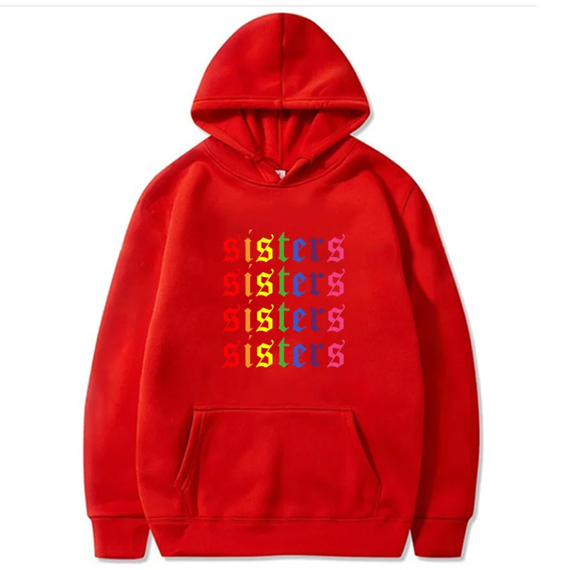 2021 Sister Letter Print Hoodie Long Sleeve Hooded Sweatshirt