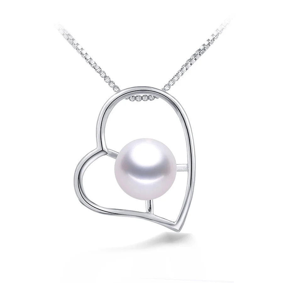 

Dainashi Fashion 925 Silver Love Shape Pendant For Women 8-9mm Bread Round Natural Freshwater Pearl Fine Jewelry Free Chain