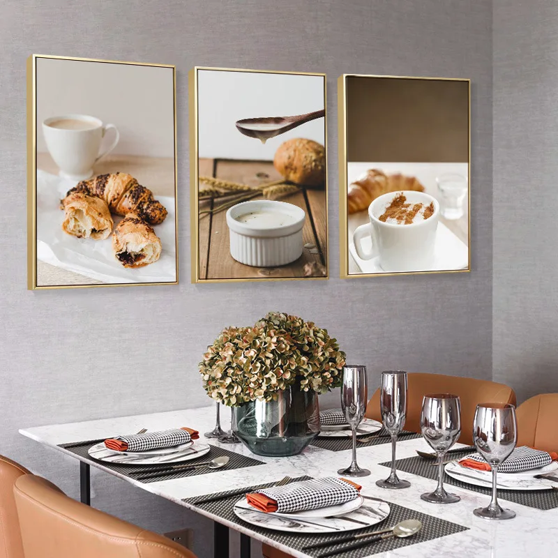 

Coffee Bread Breakfast Food Canvas Painting Home Kitchen Dining Room Decoration Hamburger Poster Unframed